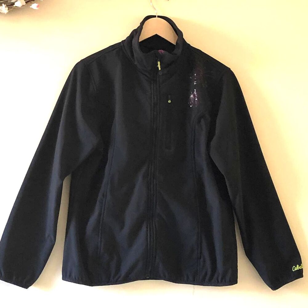 Cabela's Women's Jacket Full Zip Soft Shell Floral Black size M